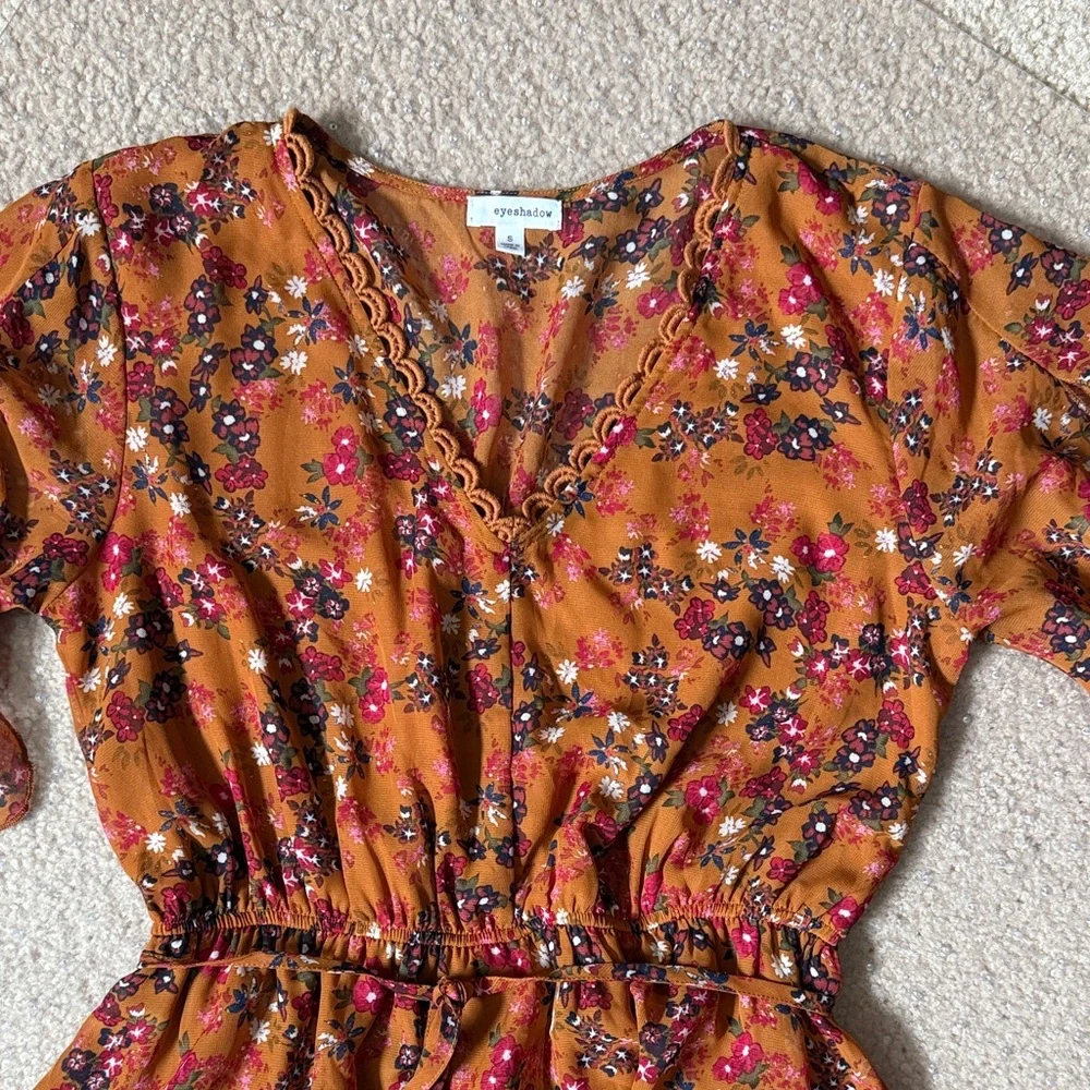 Eyeshadow Floral Midi Dress - Orange and Pink - Picture 2 of 6